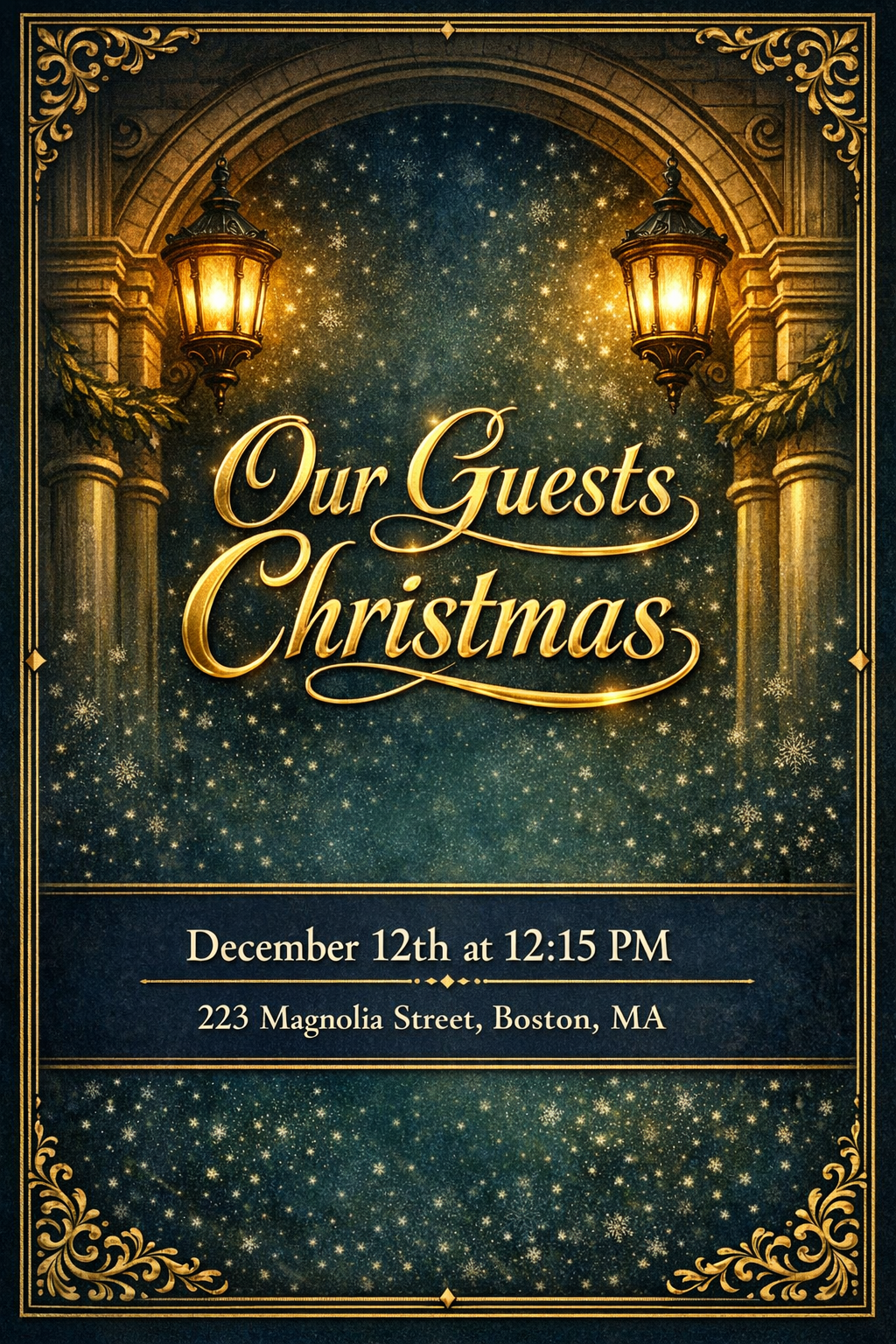 Polar Express Magic - Imperial Gold Christmas Invitation