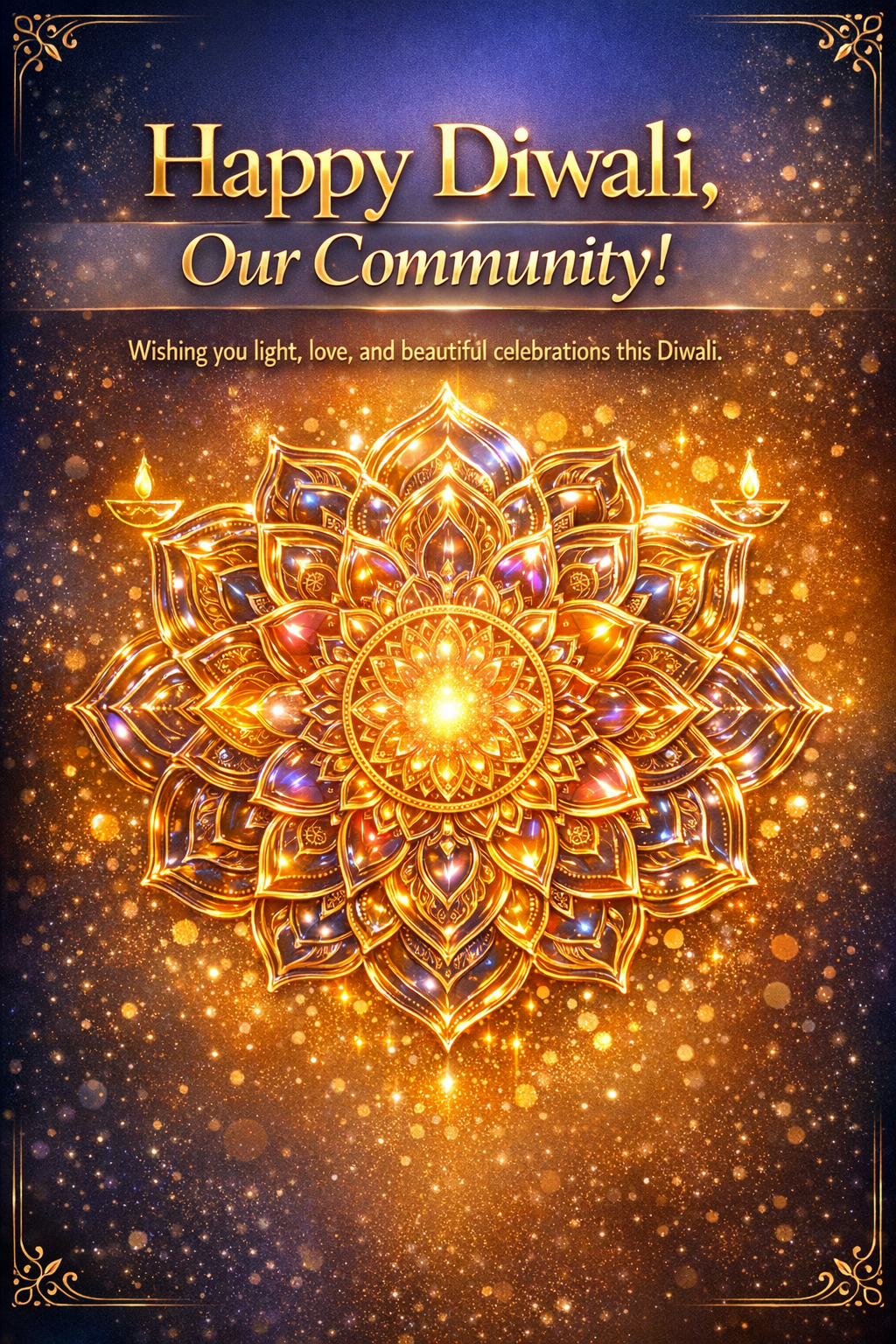 Diwali Liquid-Glass Golden Mandala
