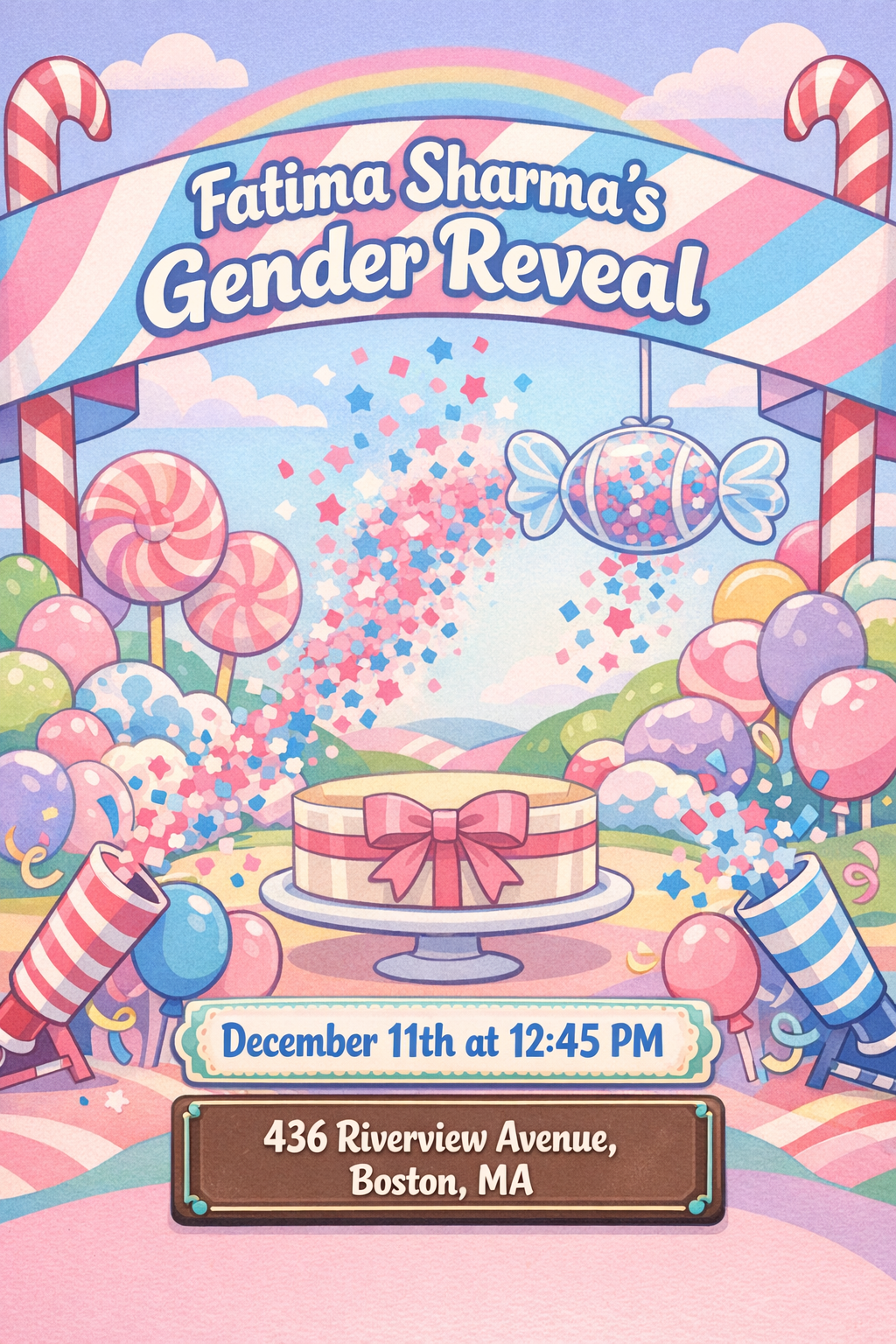 Candyland Gender Reveal Illustration