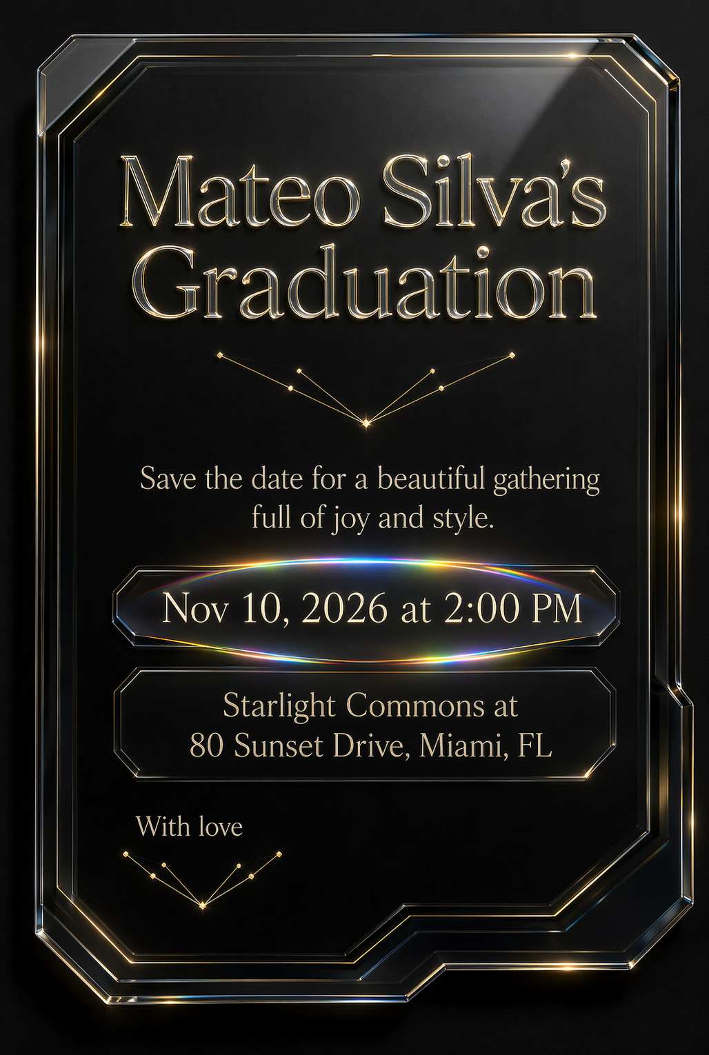 Black & Gold Success graduation invitation template