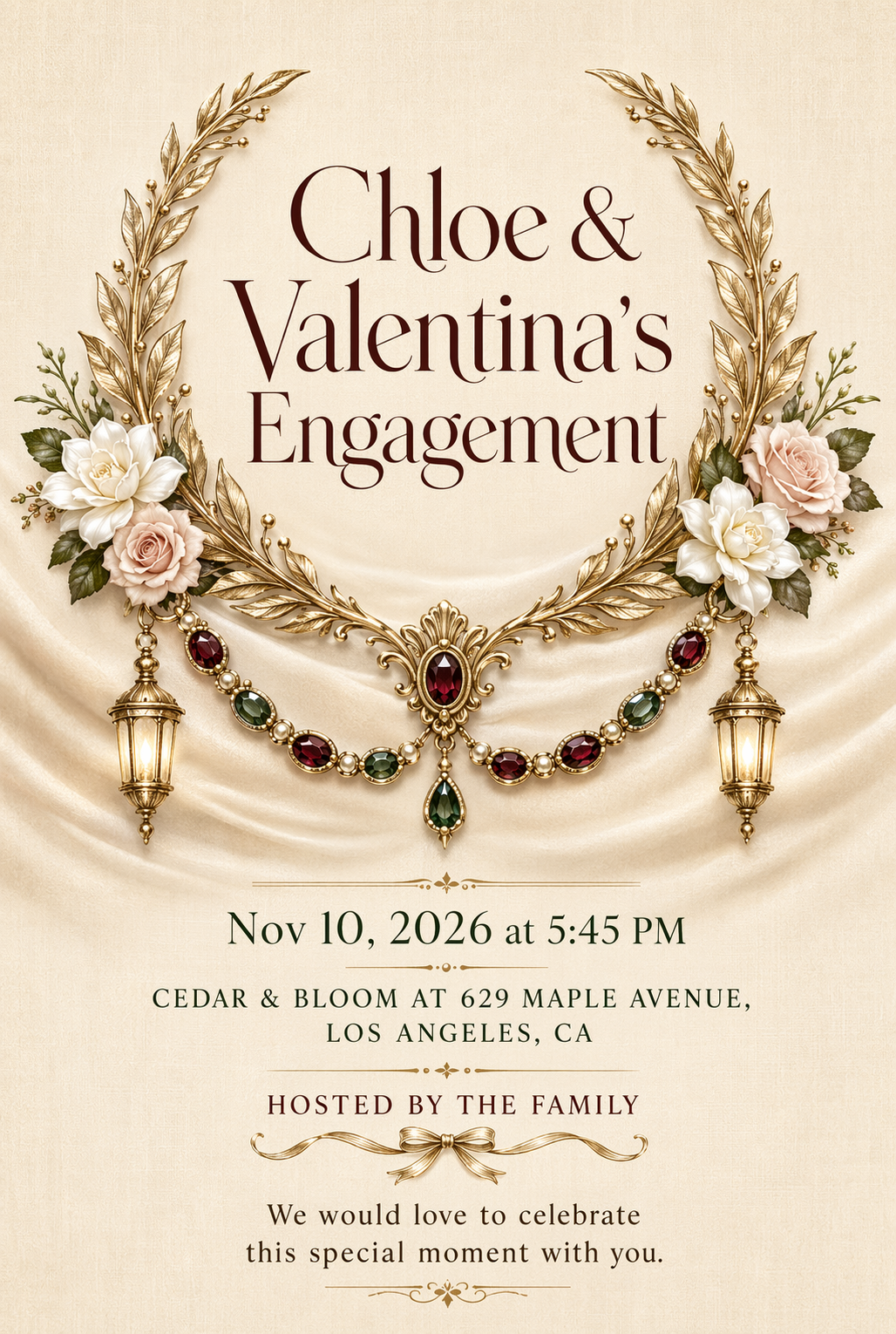 Old Money Aperitivo engagement invitation template