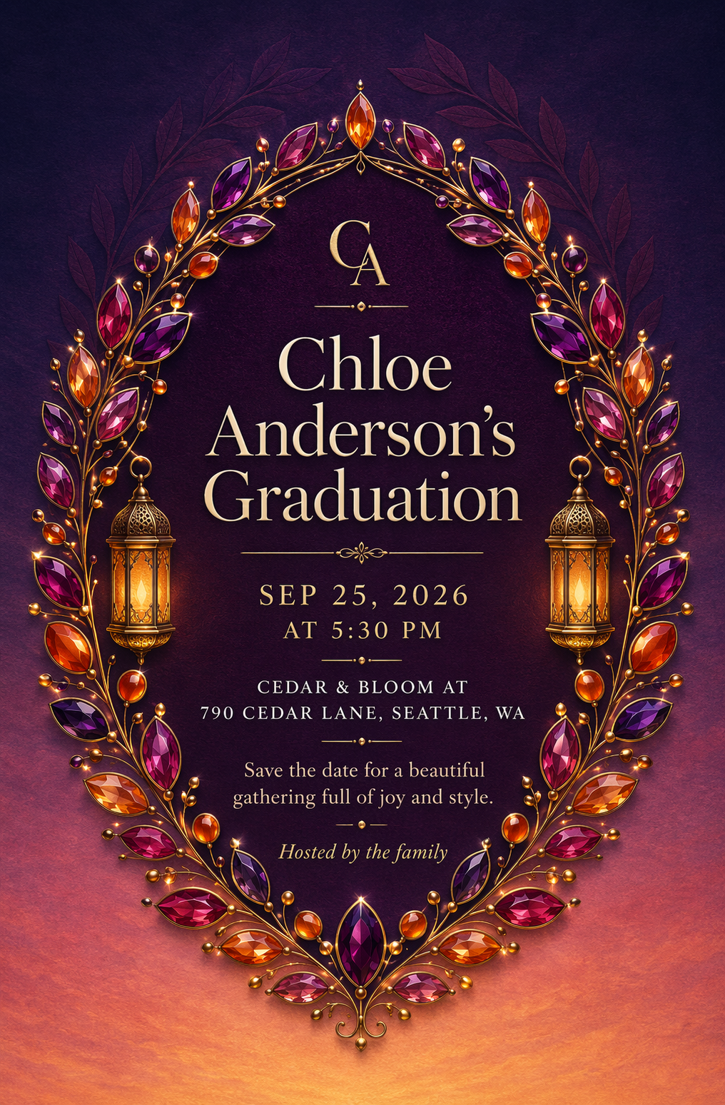 Campus Sunset graduation invitation template