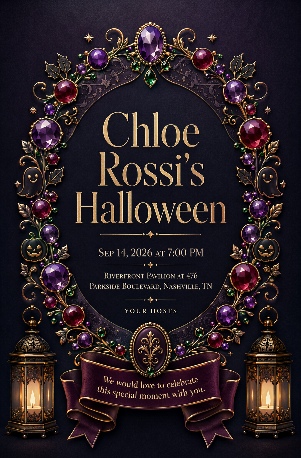 Cute Spooky Kids halloween invitation template