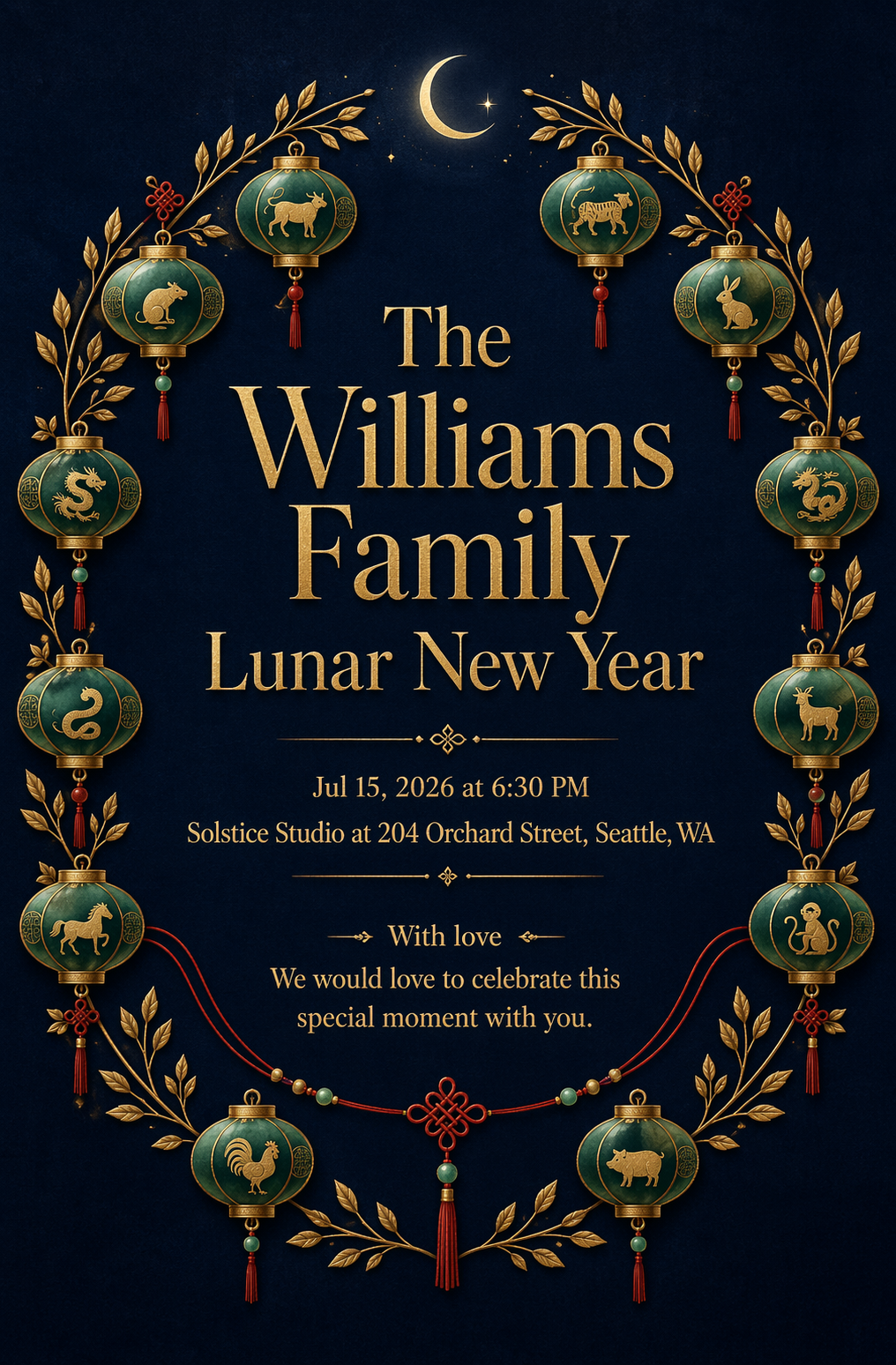 Zodiac Animal Theme lunar new year invitation template