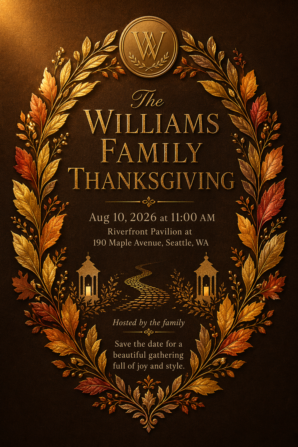 Golden Hour Dinner thanksgiving invitation template