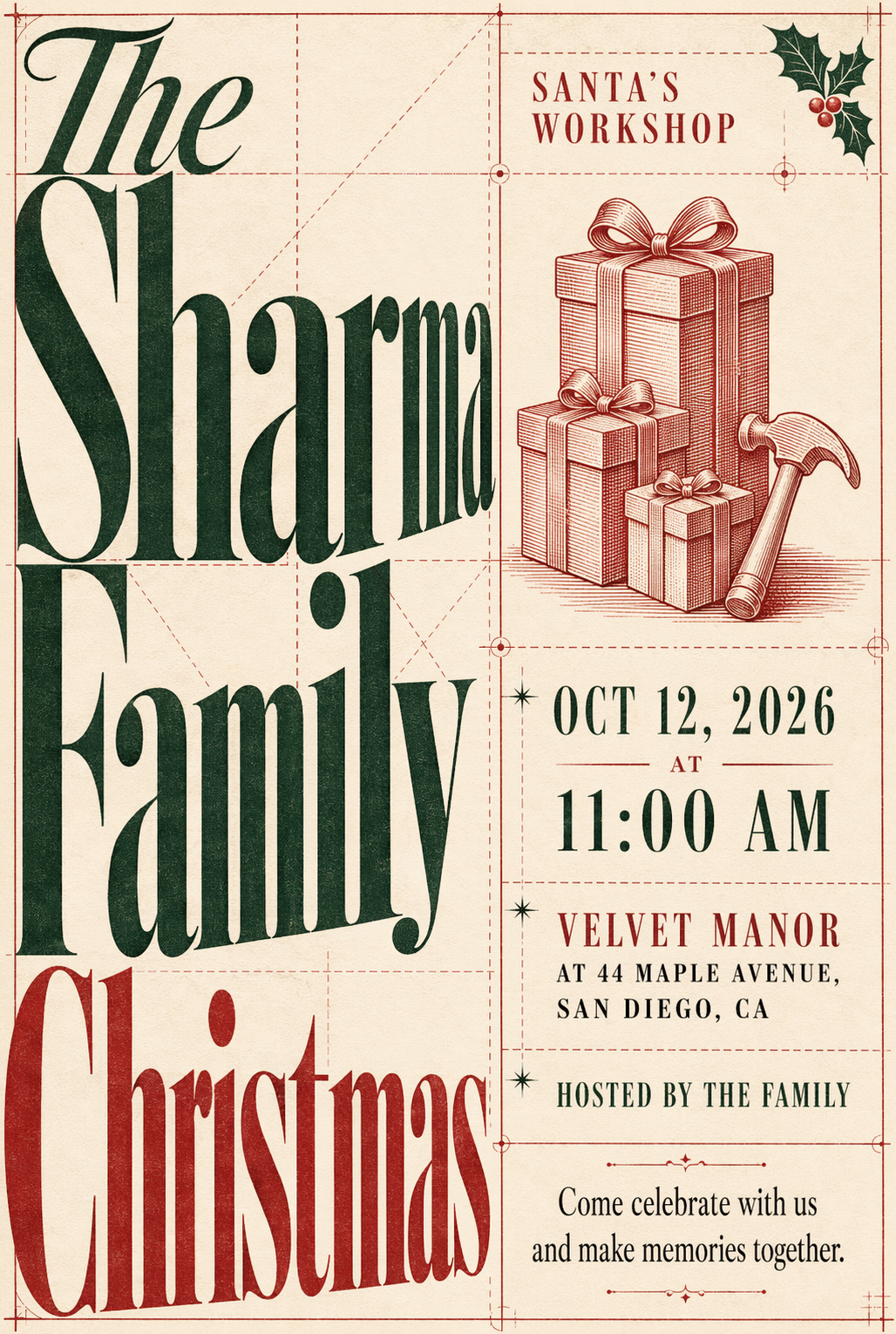 Santa's Workshop christmas invitation template
