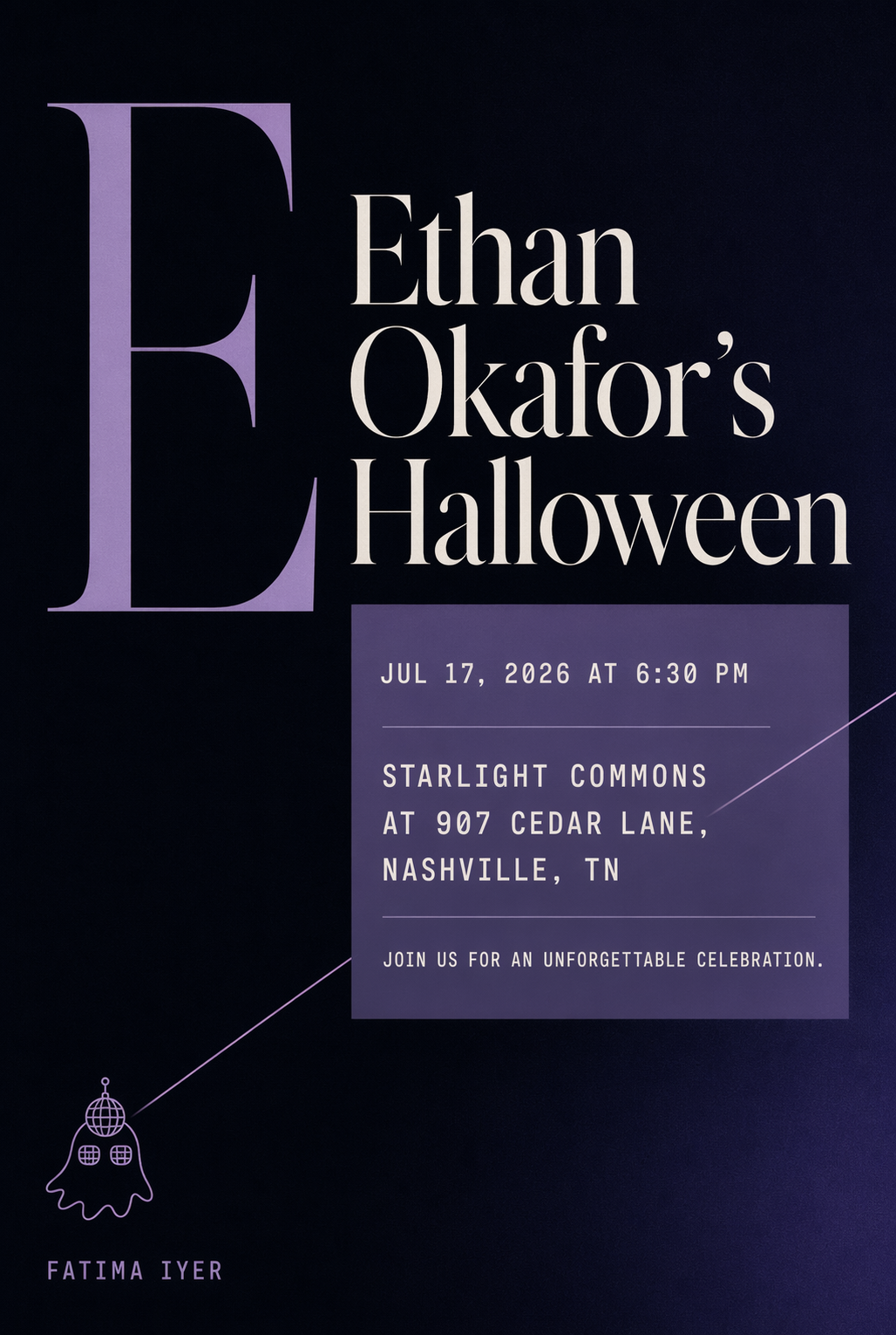 Ghostly Disco halloween invitation template