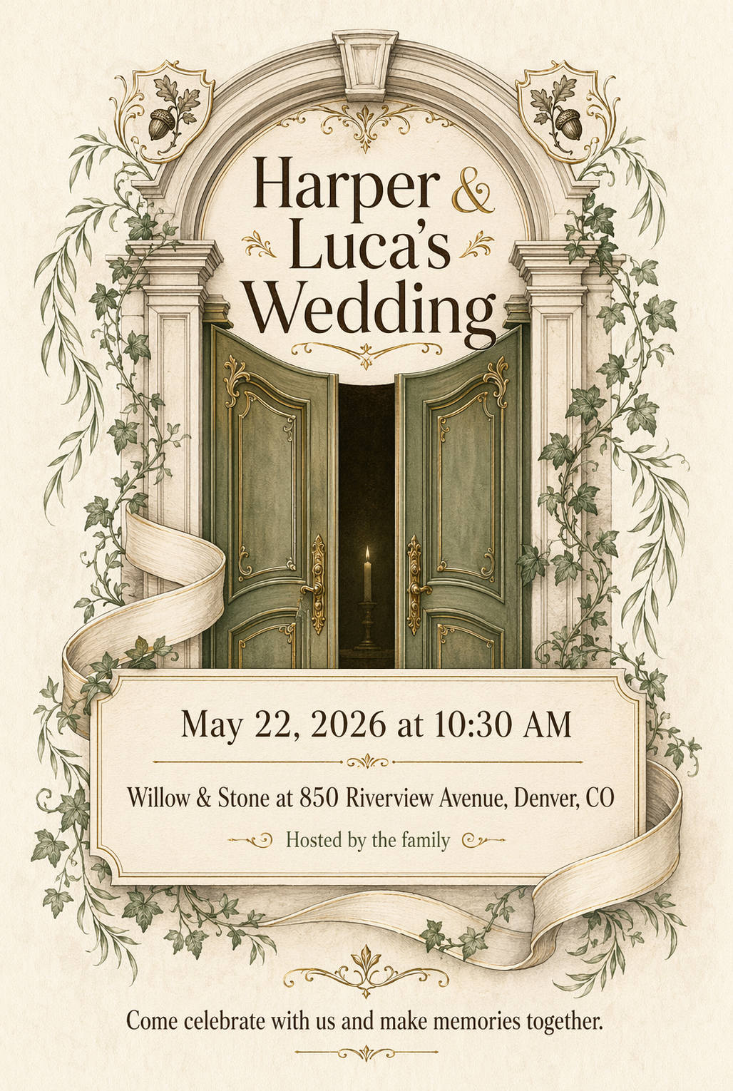 Old Money Estate Wedding wedding invitation template