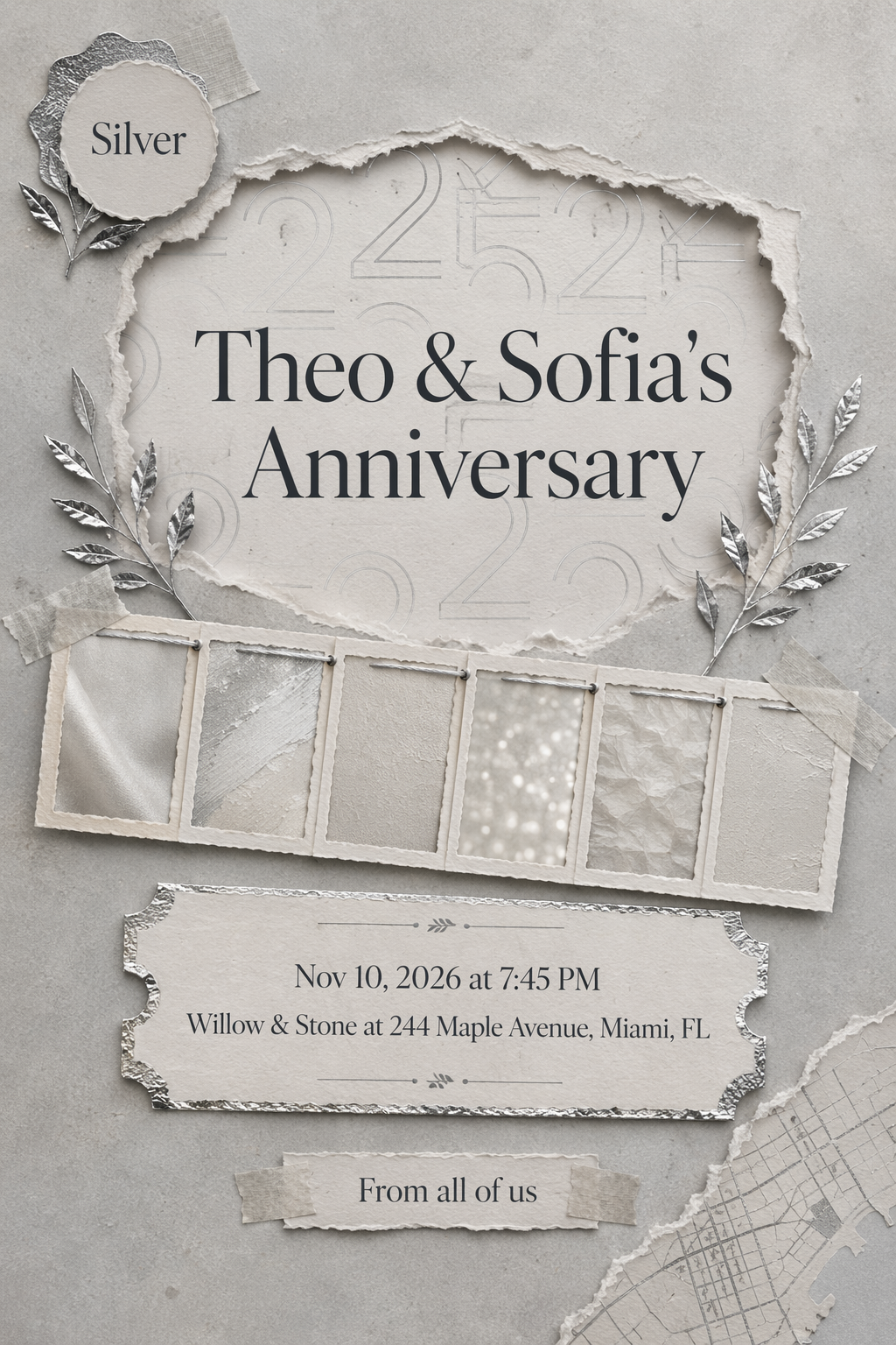 Silver Anniversary Dinner anniversary invitation template
