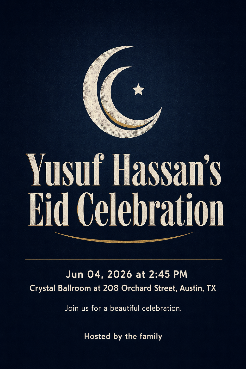 Minimal Crescent Eid eid invitation template