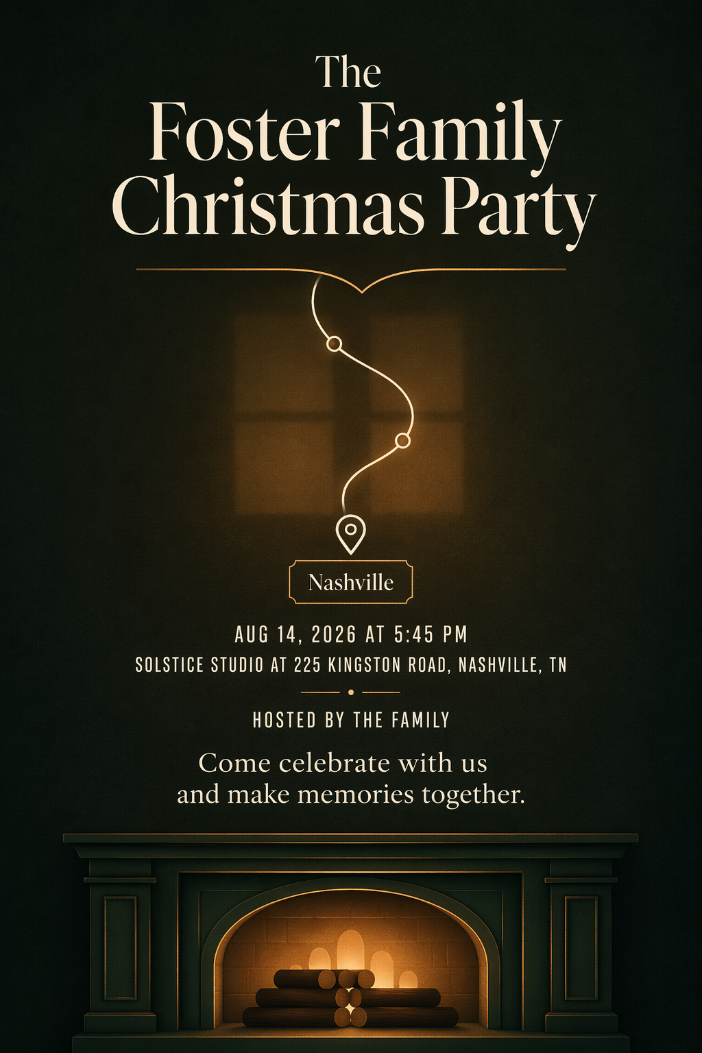 Cozy Fireplace Night christmas invitation template