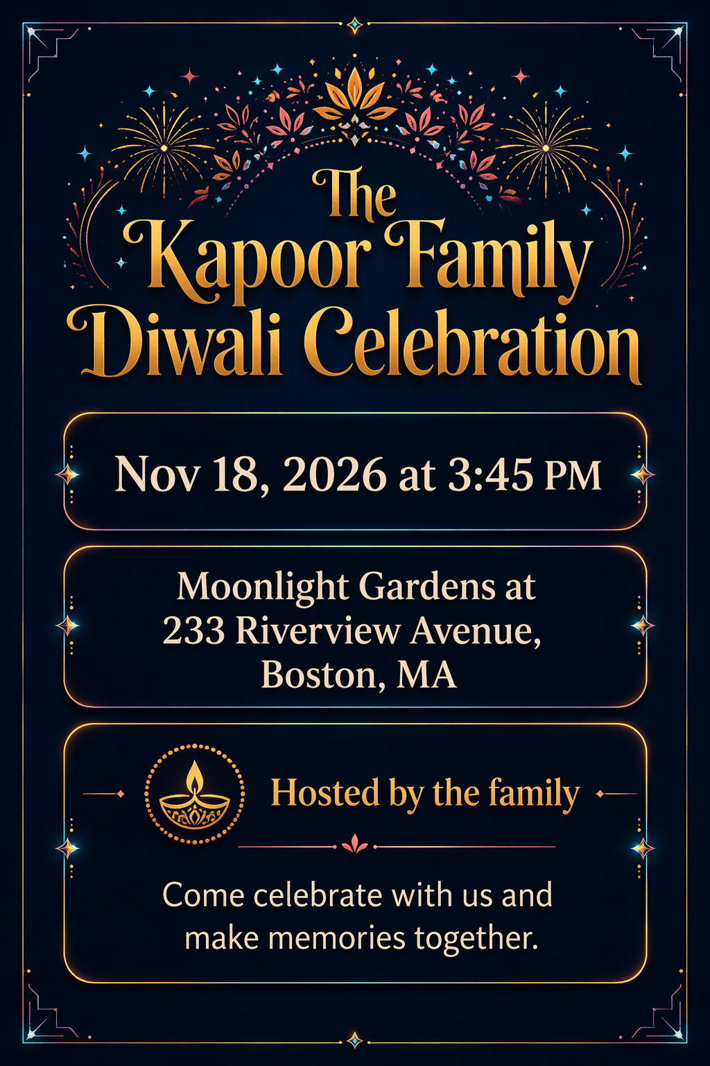 Fireworks Night diwali invitation template