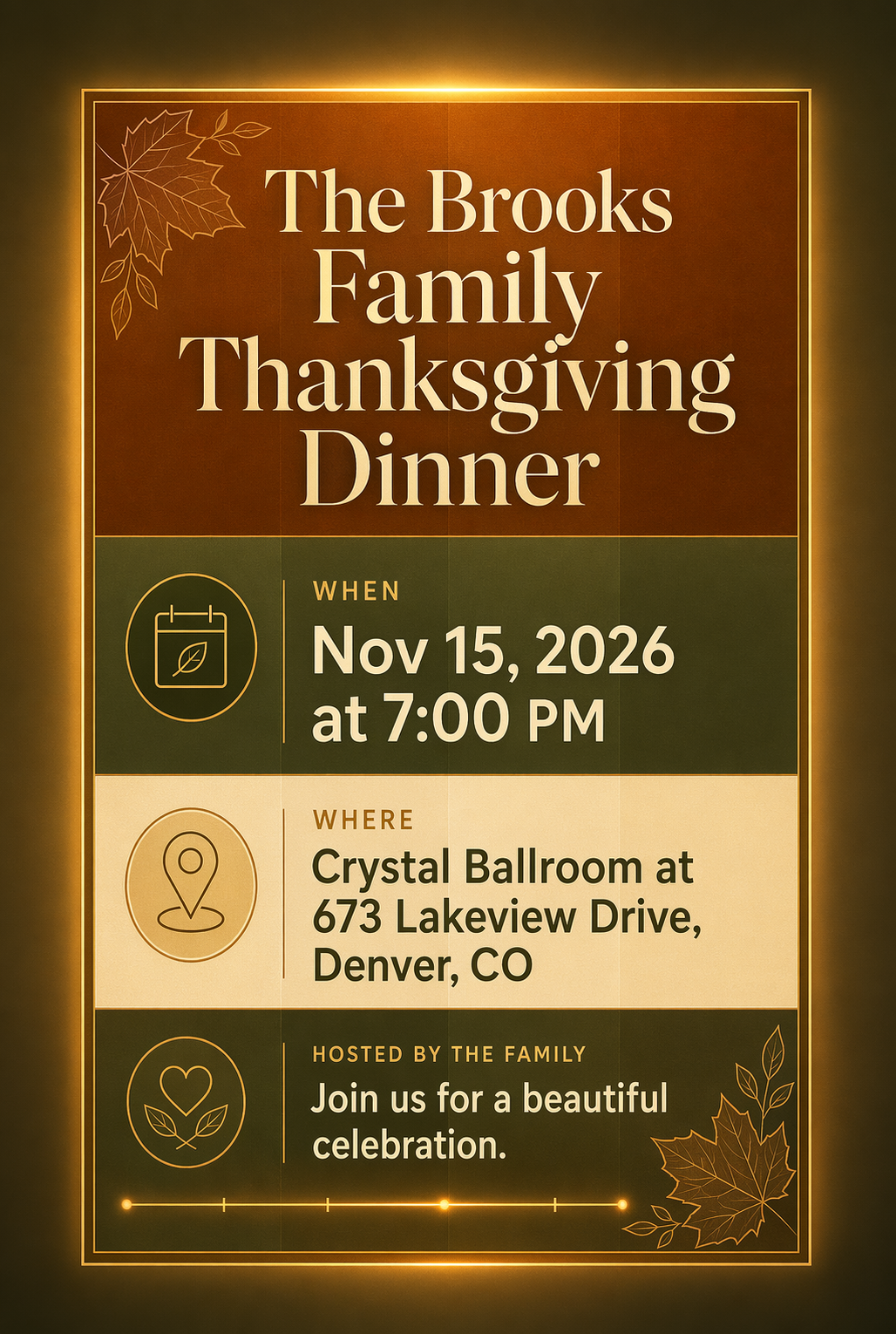 Gratitude Glow Theme thanksgiving invitation template