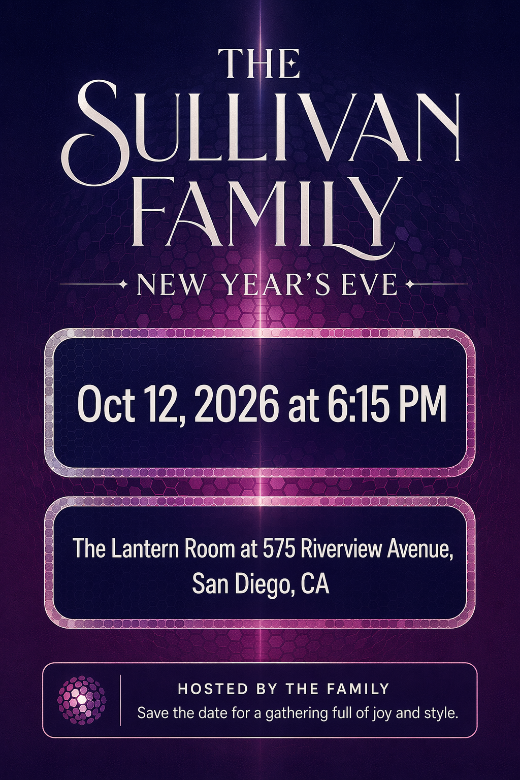 Mirrorball Disco new year invitation template