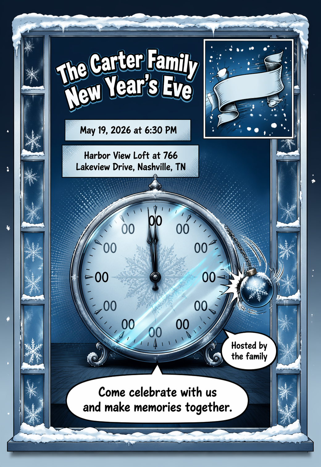 Winter Countdown new year invitation template