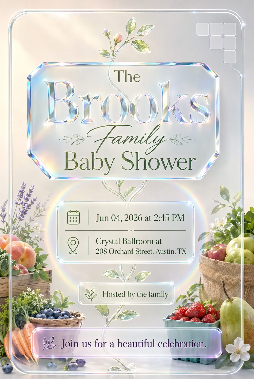 Locally Grown Market baby shower invitation template