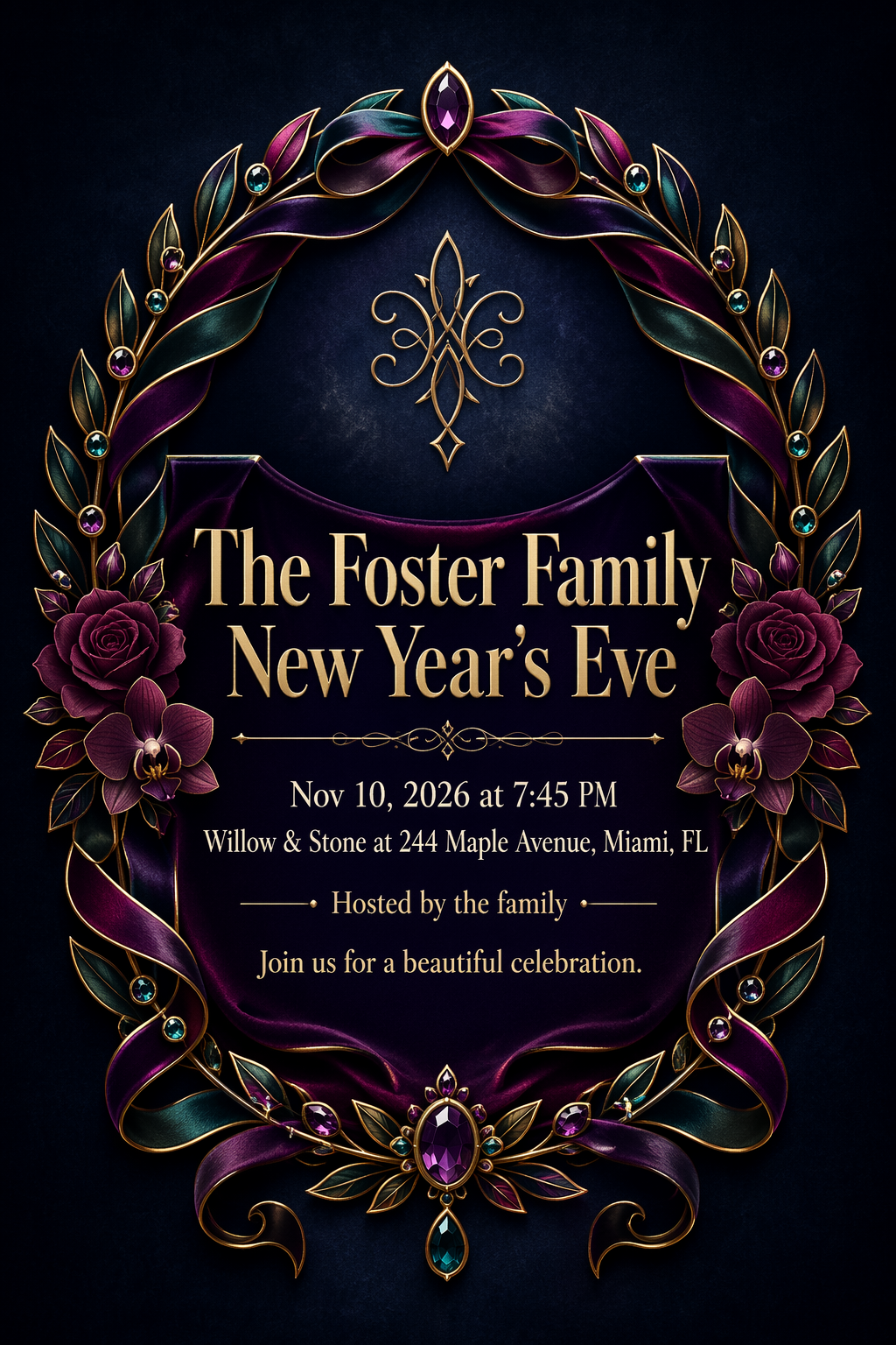 Opera After Midnight new year invitation template