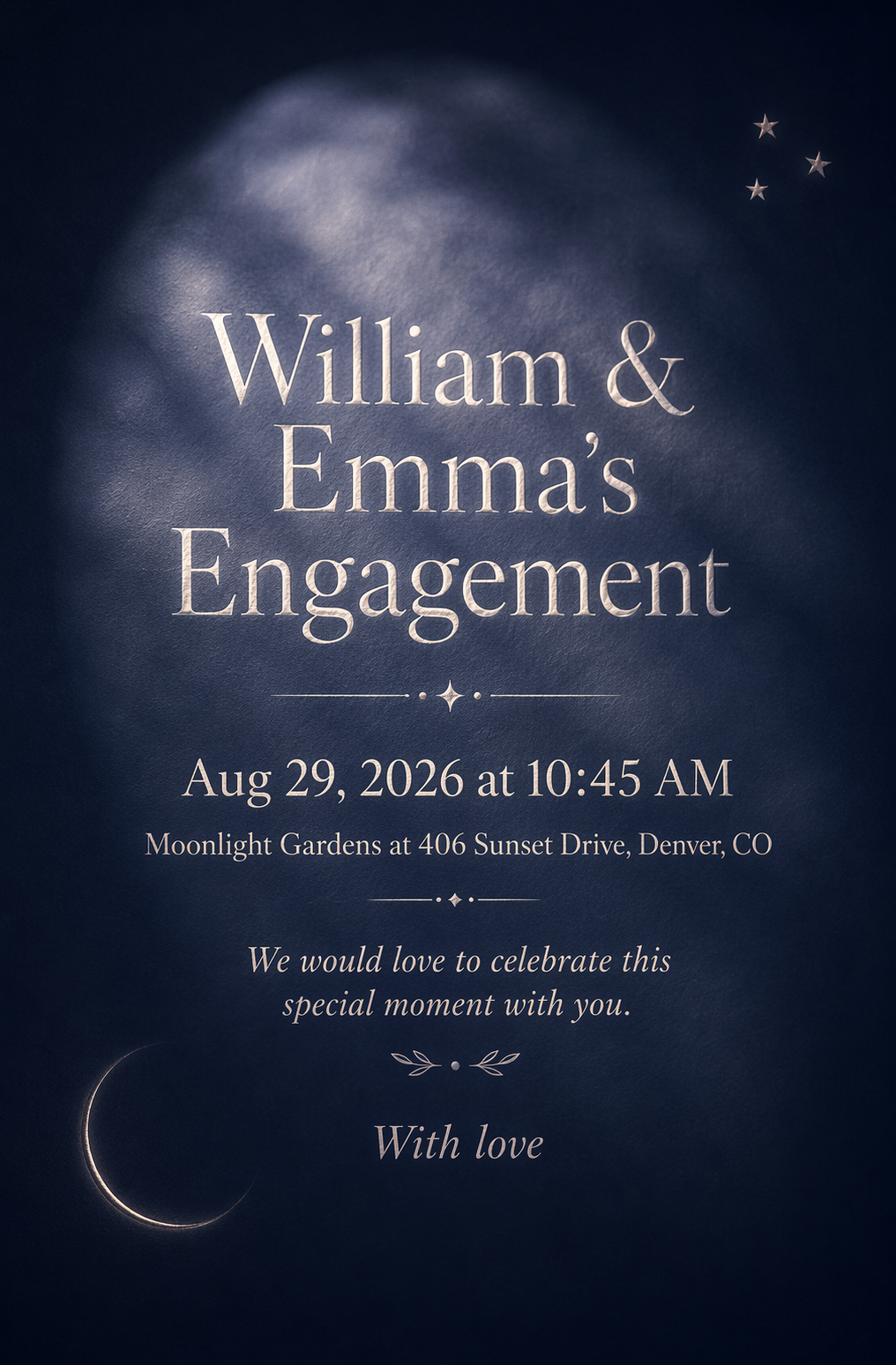 Celestial Love Story engagement invitation template