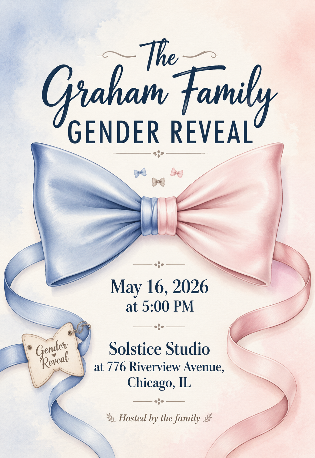 Gender Reveal Bow or Bowtie (Illustrated)
