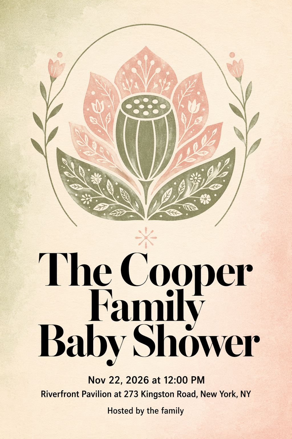 Baby in Bloom baby shower invitation template