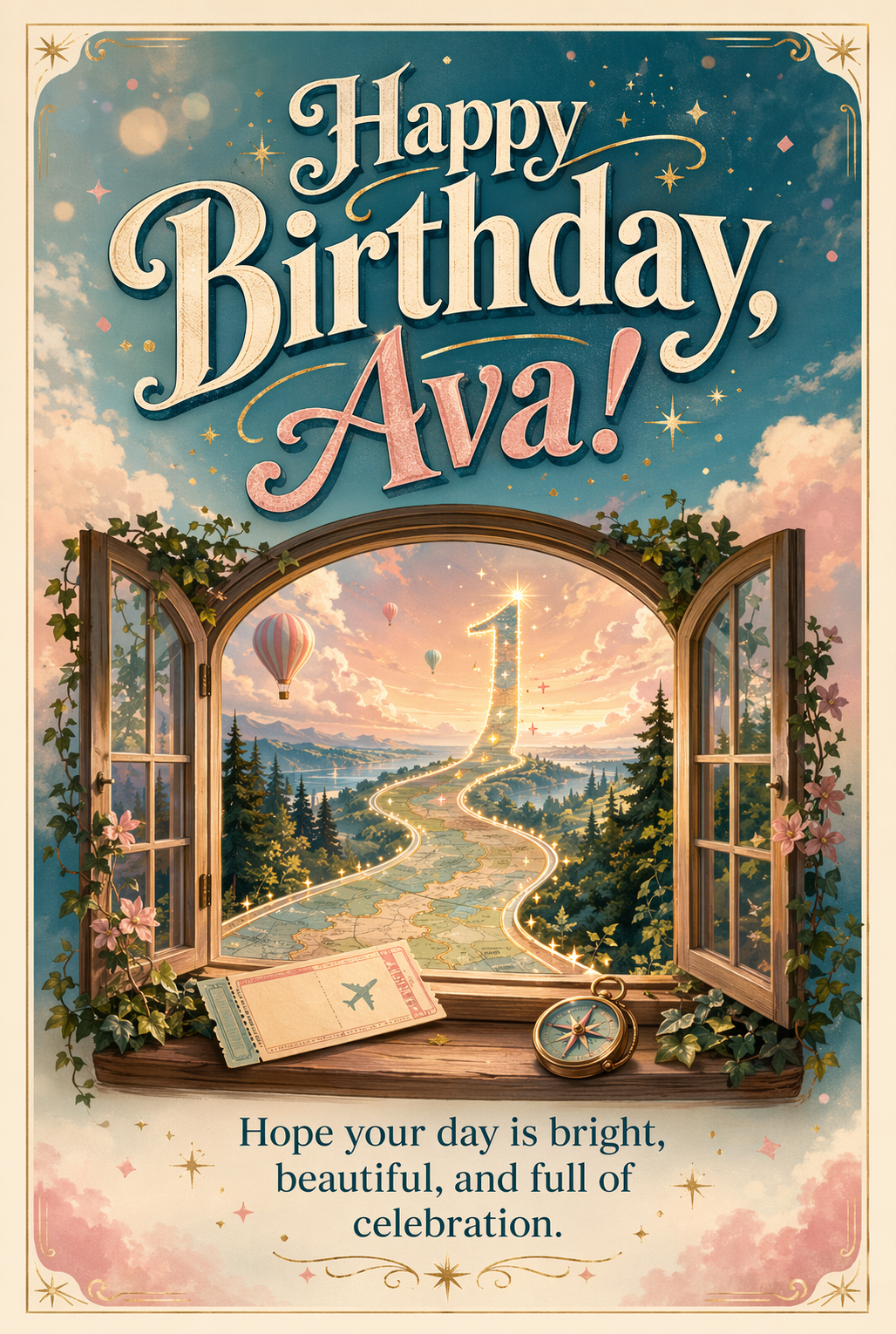 Birthday First Birthday One-derland Greeting (Travel)