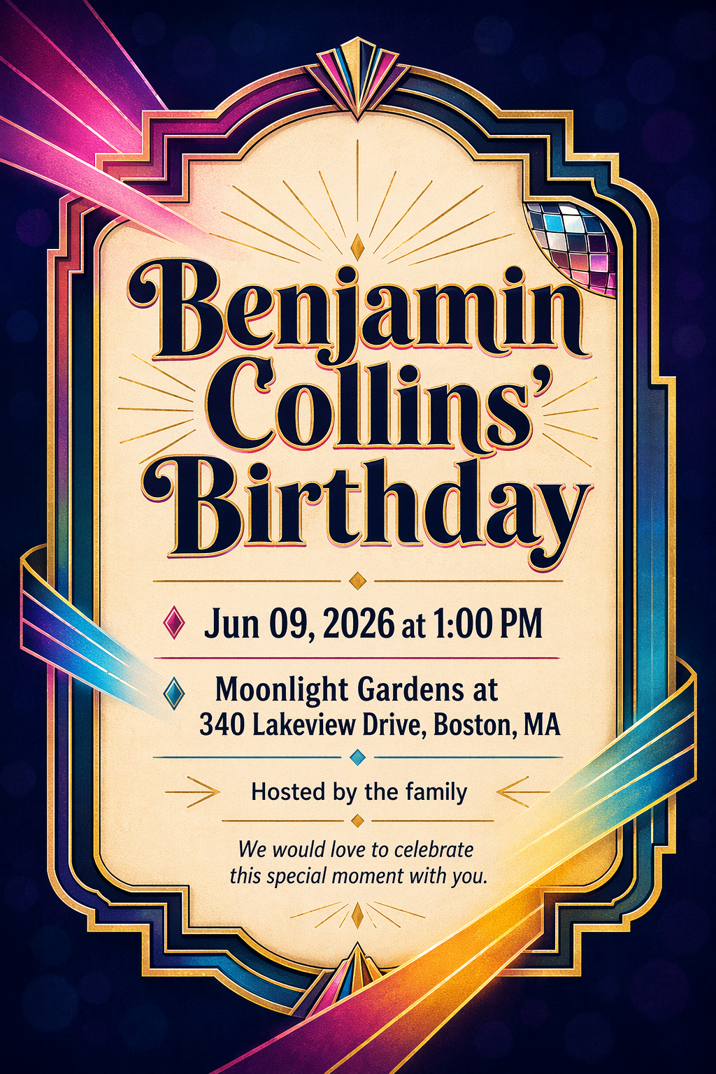 Birthday Disco Dance Party Invitation (Illustrated)
