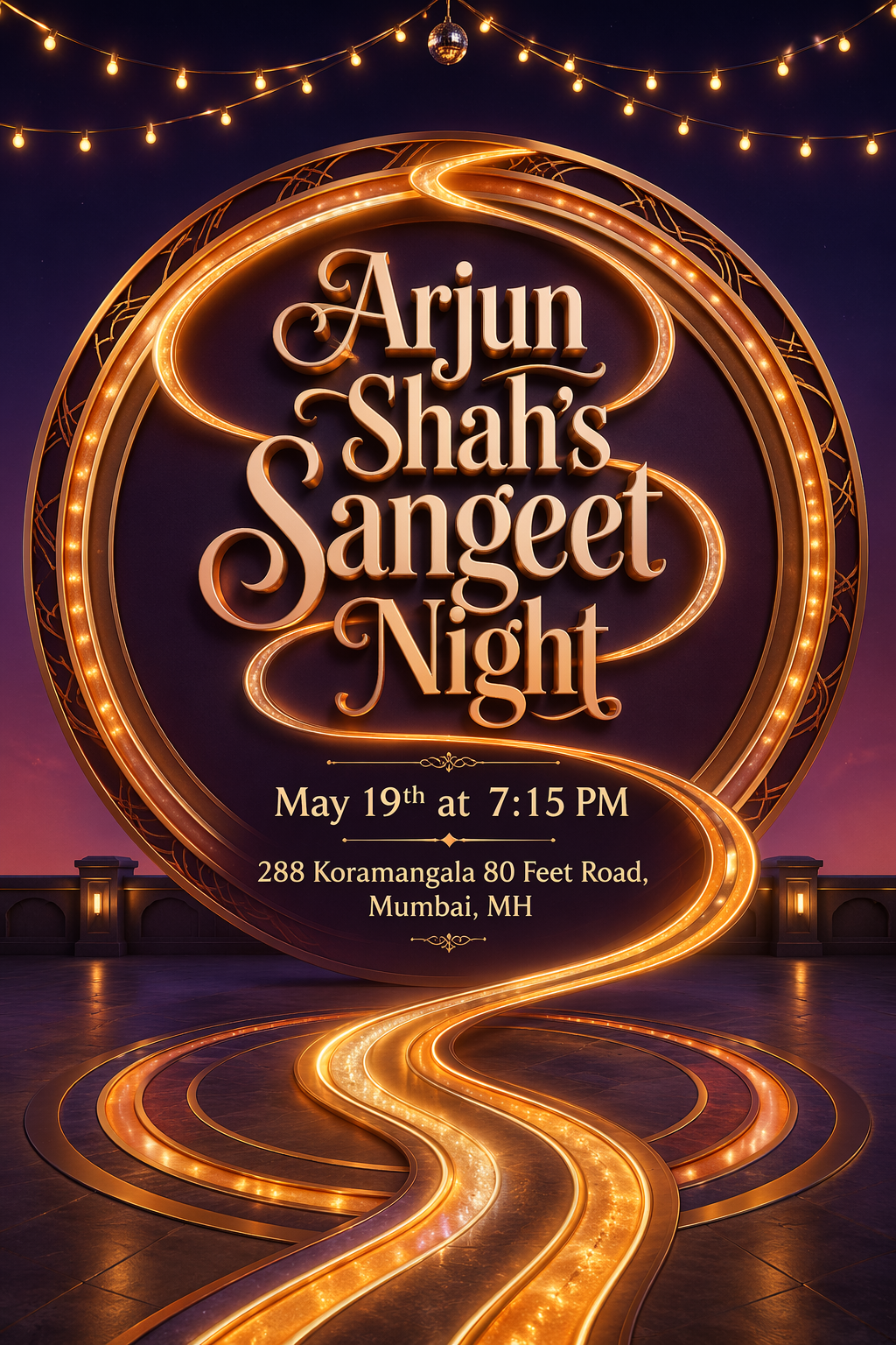 Rooftop Glow Party sangeet invitation template