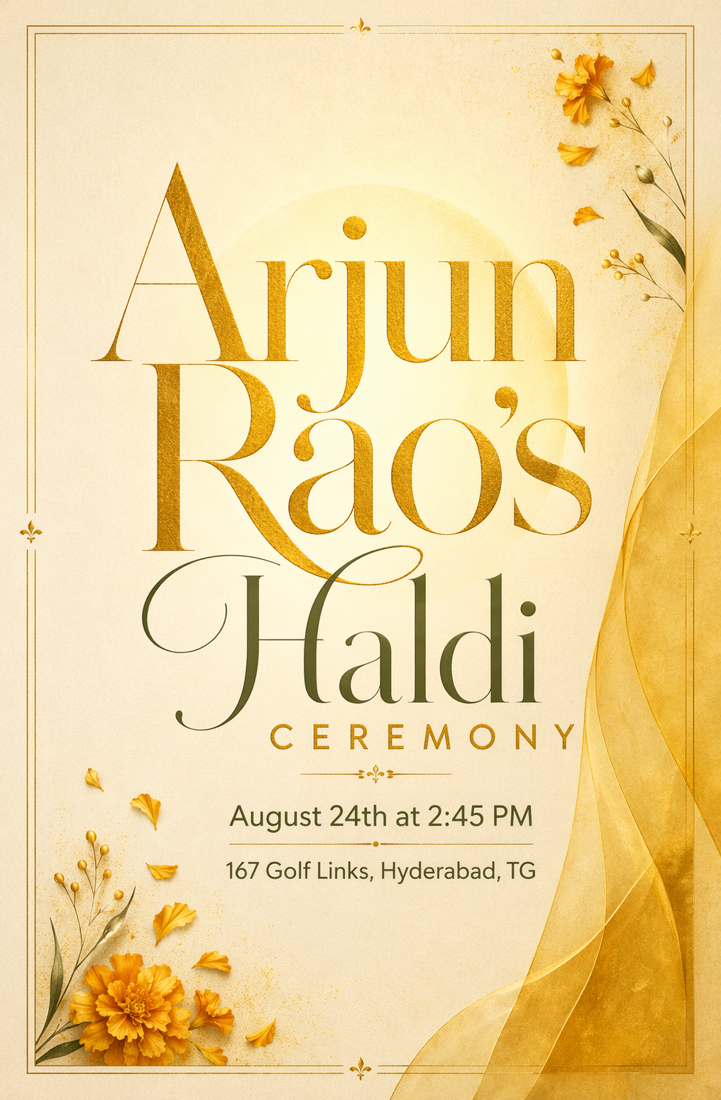 Golden Glow Celebration haldi invitation template