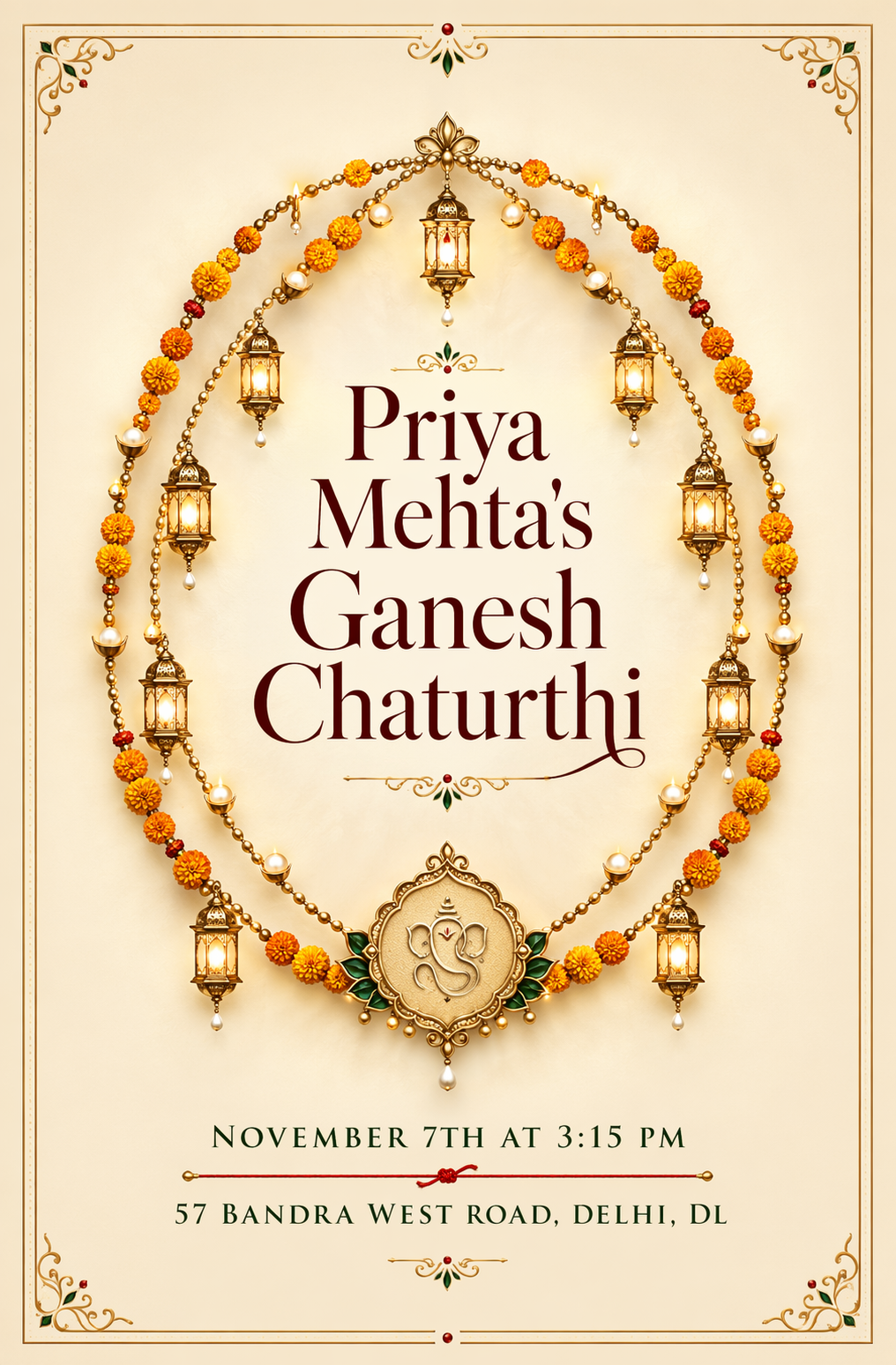 Family Puja Setting ganesh chaturthi invitation template