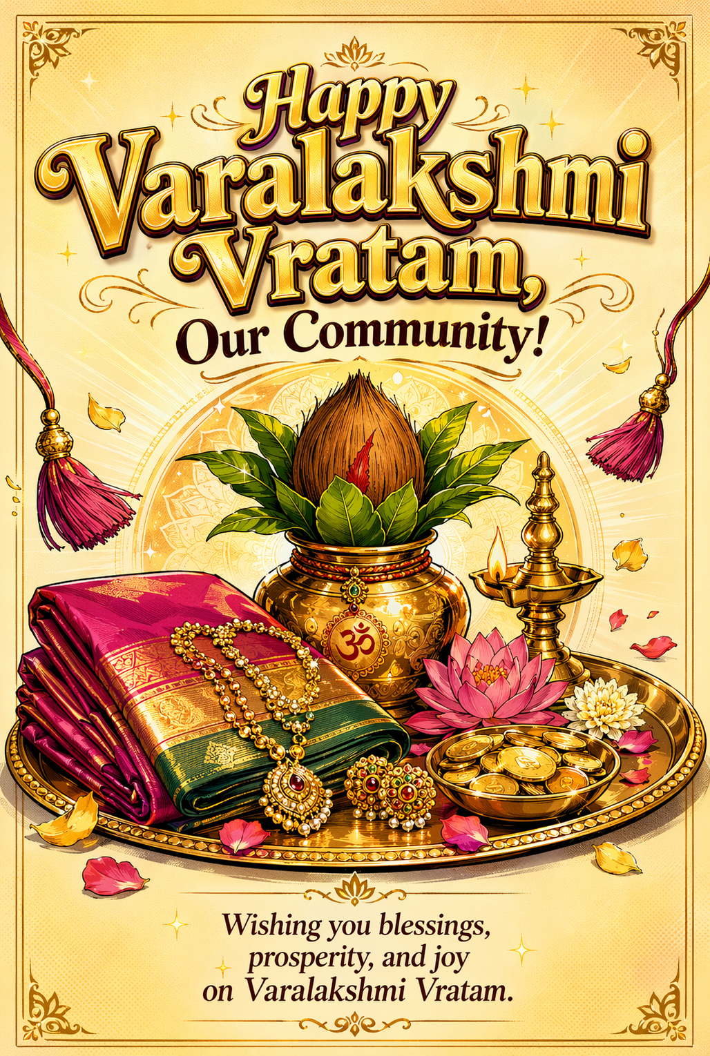 Varalakshmi Vratam Silk & Gold Offering Greeting (Comic)